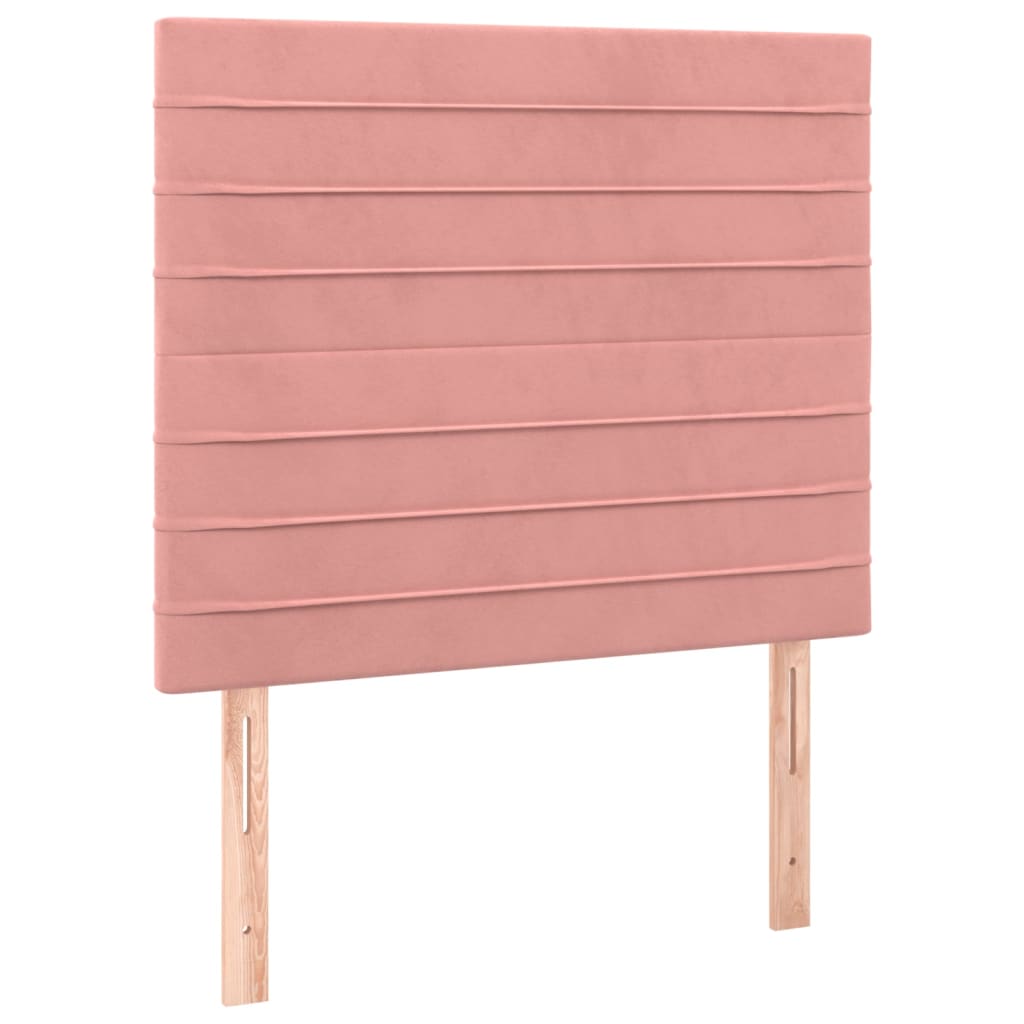 sengegavl med LED-lys 80x5x118/128 cm fløjl lyserød