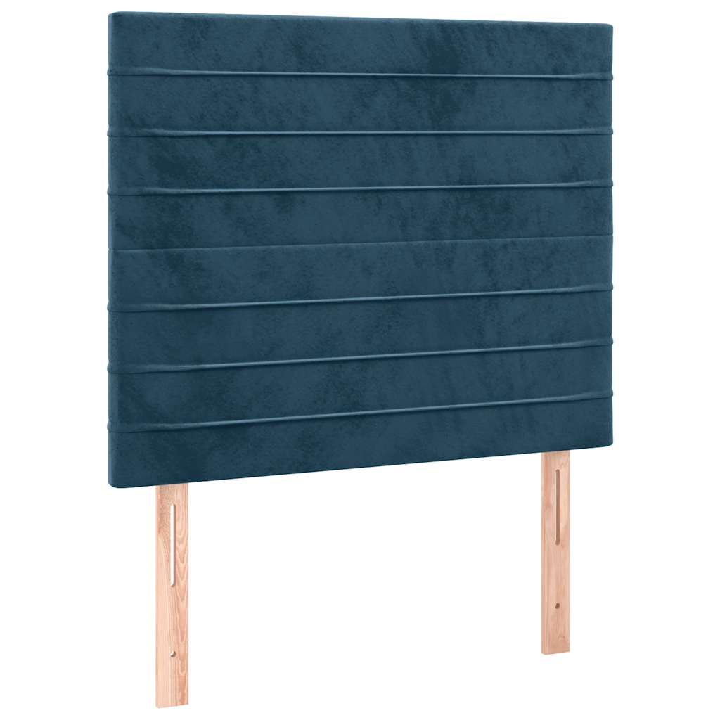 sengegavl med LED-lys 90x5x118/128 cm fløjl mørkeblå