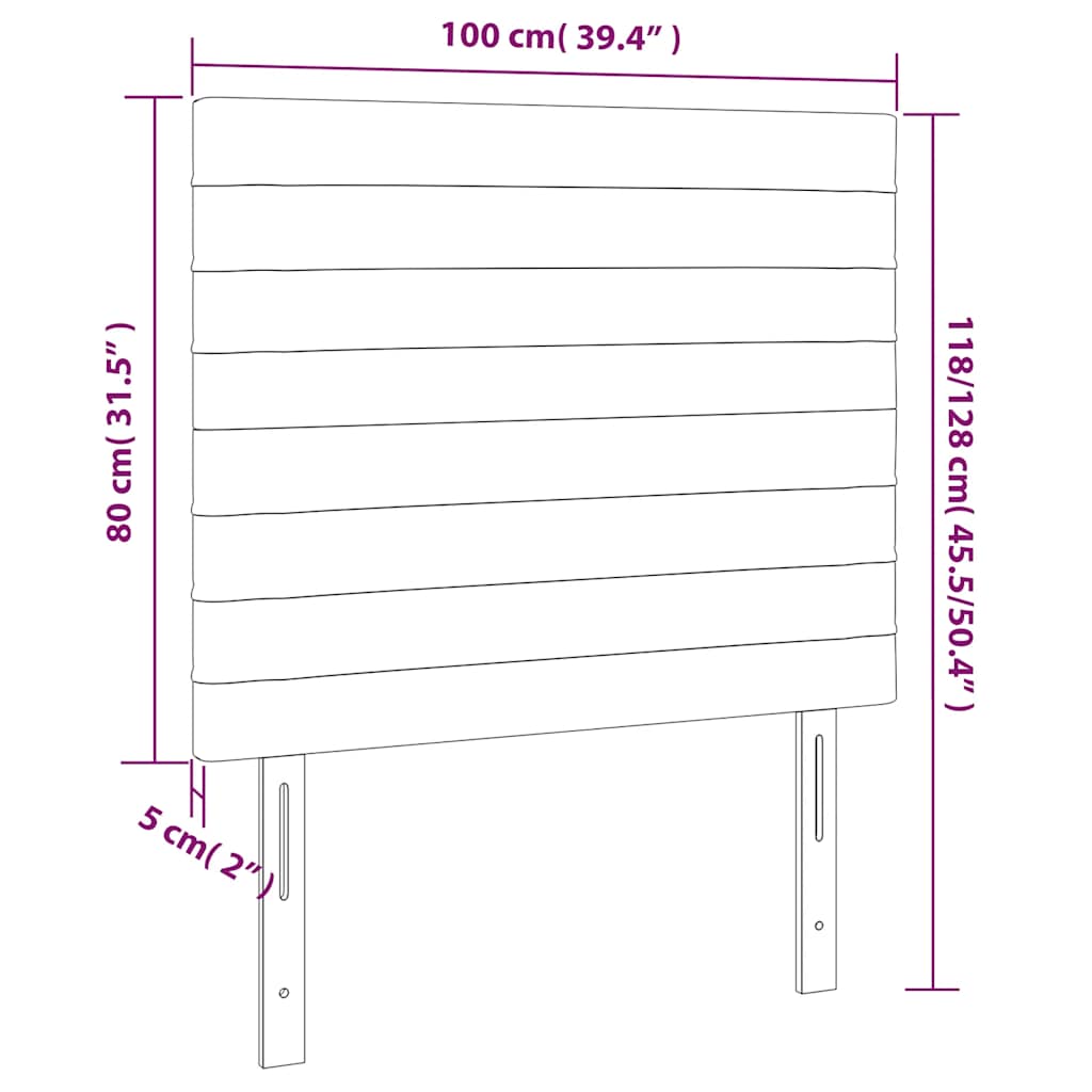 sengegavl med LED-lys 100x5x118/128 cm fløjl mørkegrøn
