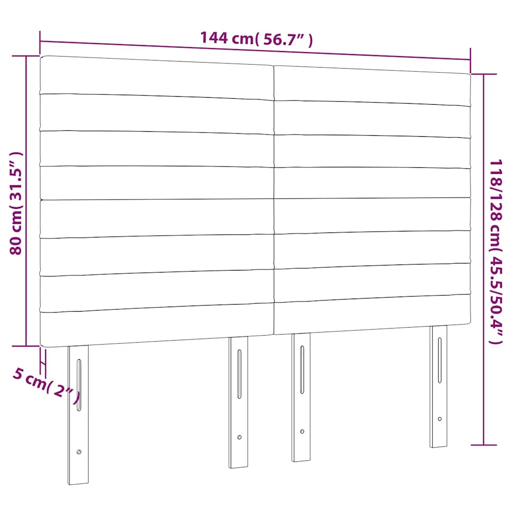 sengegavl med LED-lys 144x5x118/128 cm fløjl mørkegrøn