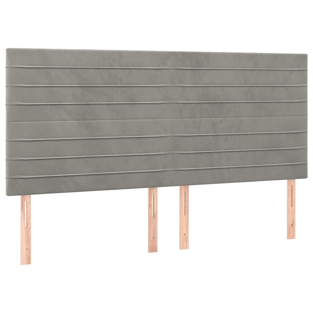 sengegavl med LED-lys 180x5x118/128 cm fløjl lysegrå