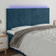 sengegavl med LED-lys 180x5x118/128 cm fløjl mørkeblå