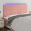 sengegavl med LED-lys 180x5x118/128 cm fløjl lyserød