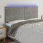sengegavl med LED-lys 200x5x118/128 cm fløjl lysegrå