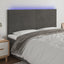 sengegavl med LED-lys 200x5x118/128 cm fløjl mørkegrå
