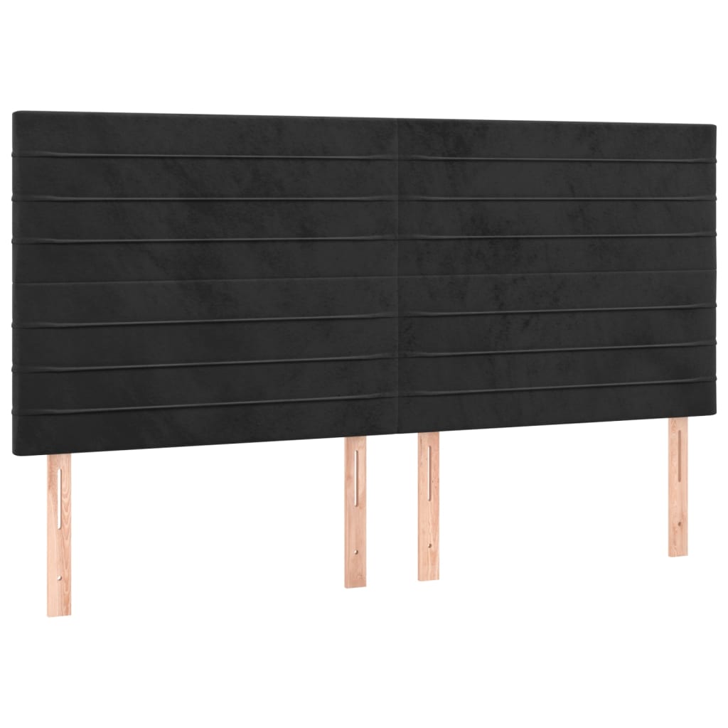 sengegavl med LED-lys 200x5x118/128 cm fløjl sort