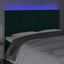 sengegavl med LED-lys 200x5x118/128 cm fløjl mørkegrøn