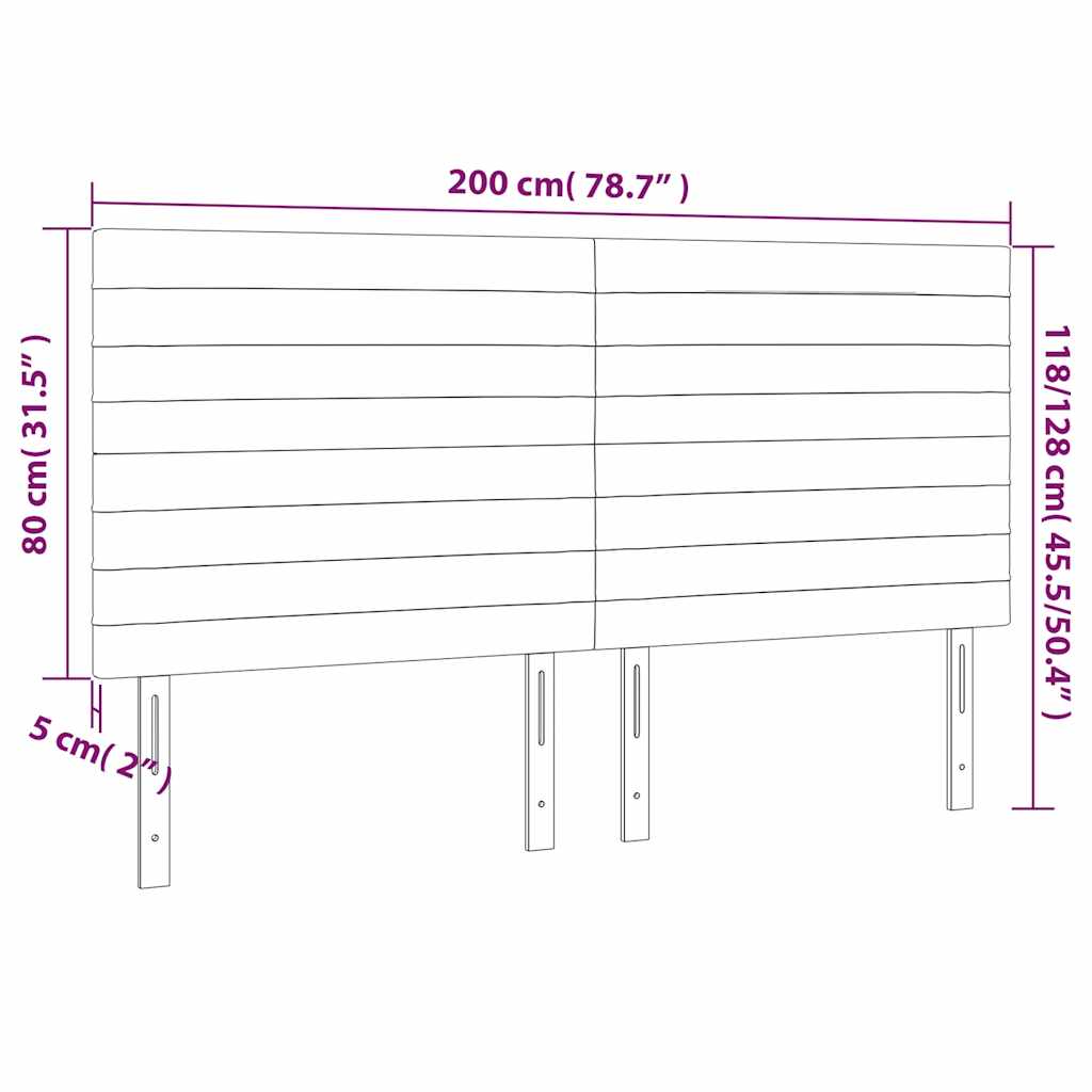 sengegavl med LED-lys 200x5x118/128 cm fløjl mørkegrøn