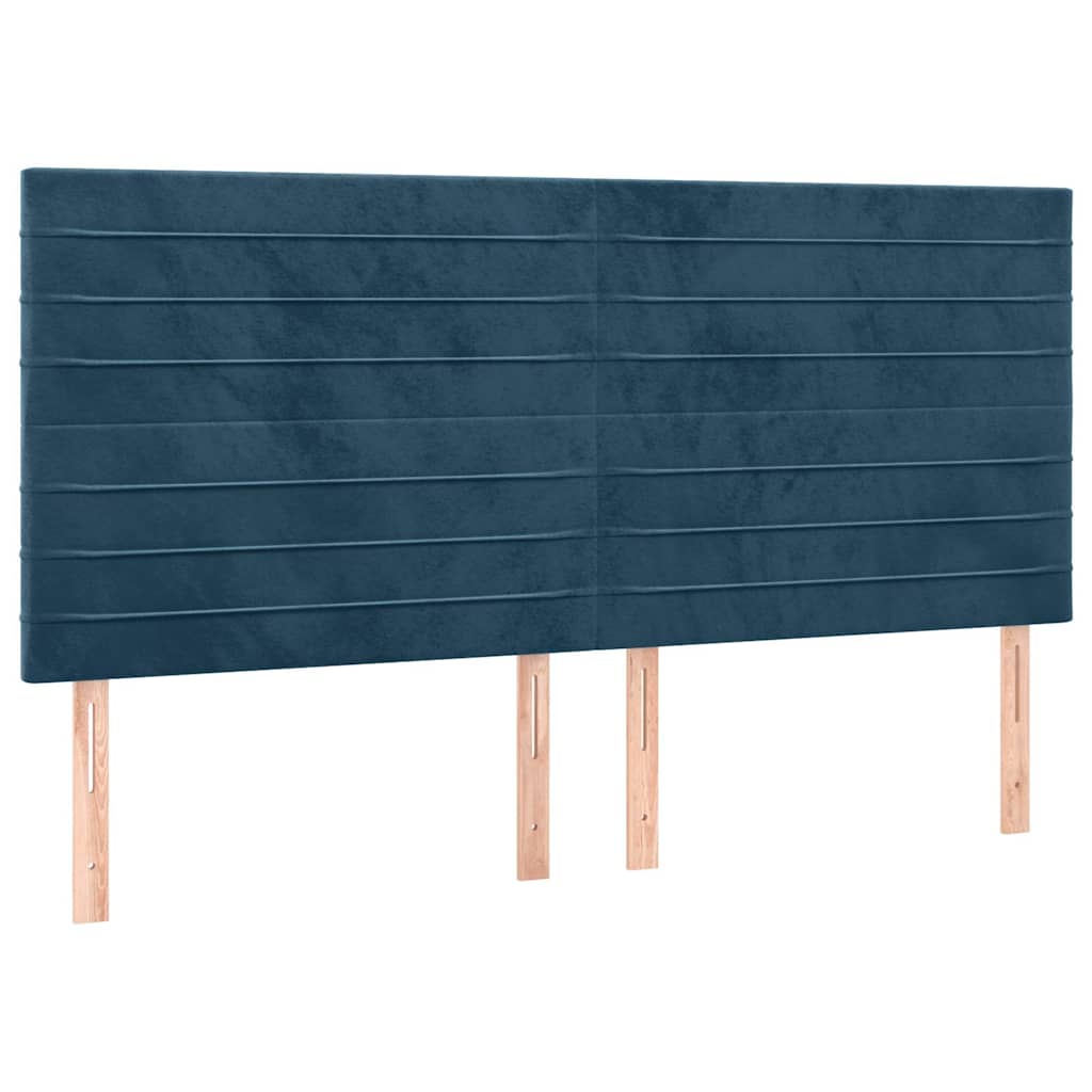 sengegavl med LED-lys 200x5x118/128 cm fløjl mørkeblå