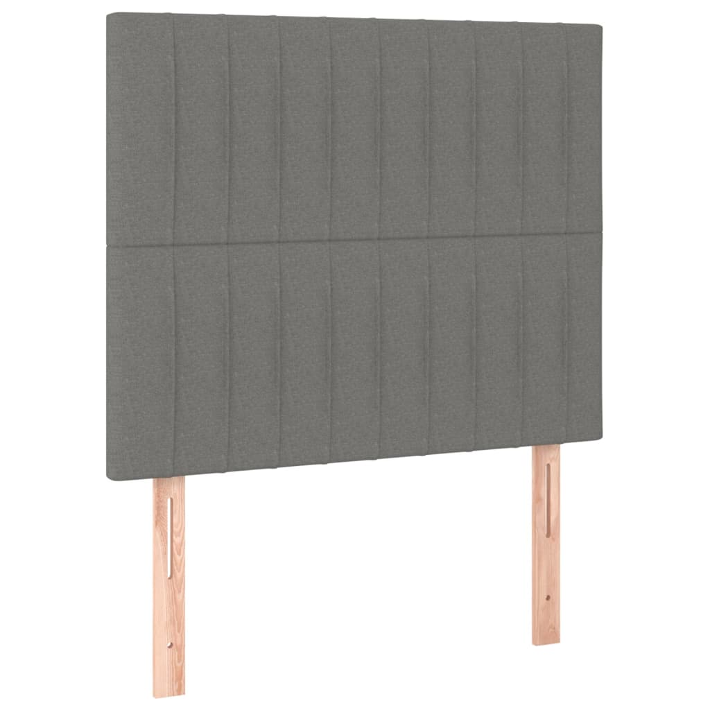 sengegavl med LED-lys 80x5x118/128 cm stof mørkegrå