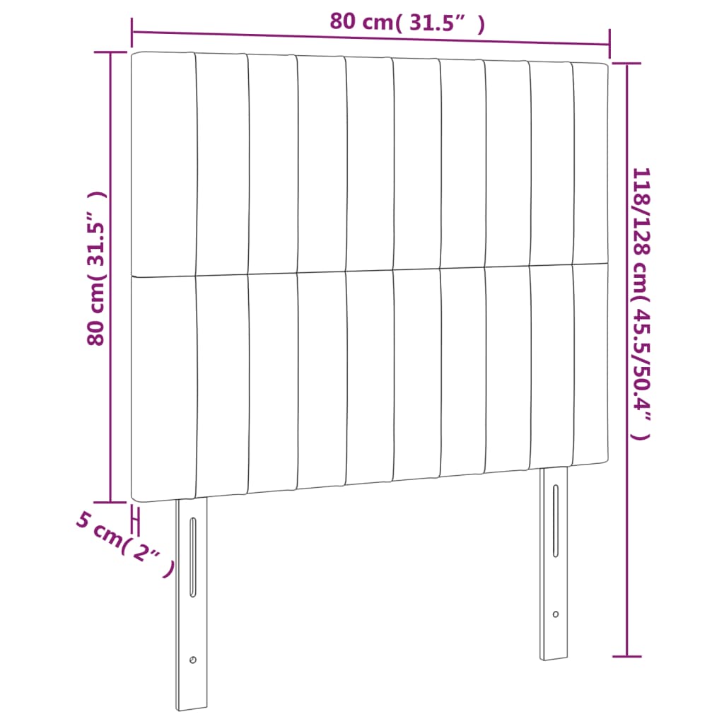 sengegavl med LED-lys 80x5x118/128 cm stof mørkegrå
