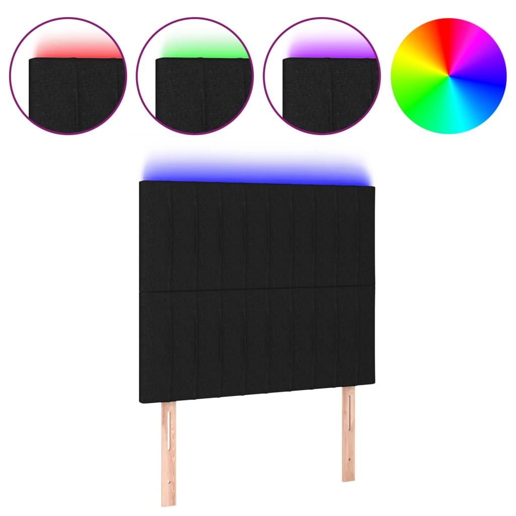 sengegavl med LED-lys 80x5x118/128 cm stof sort