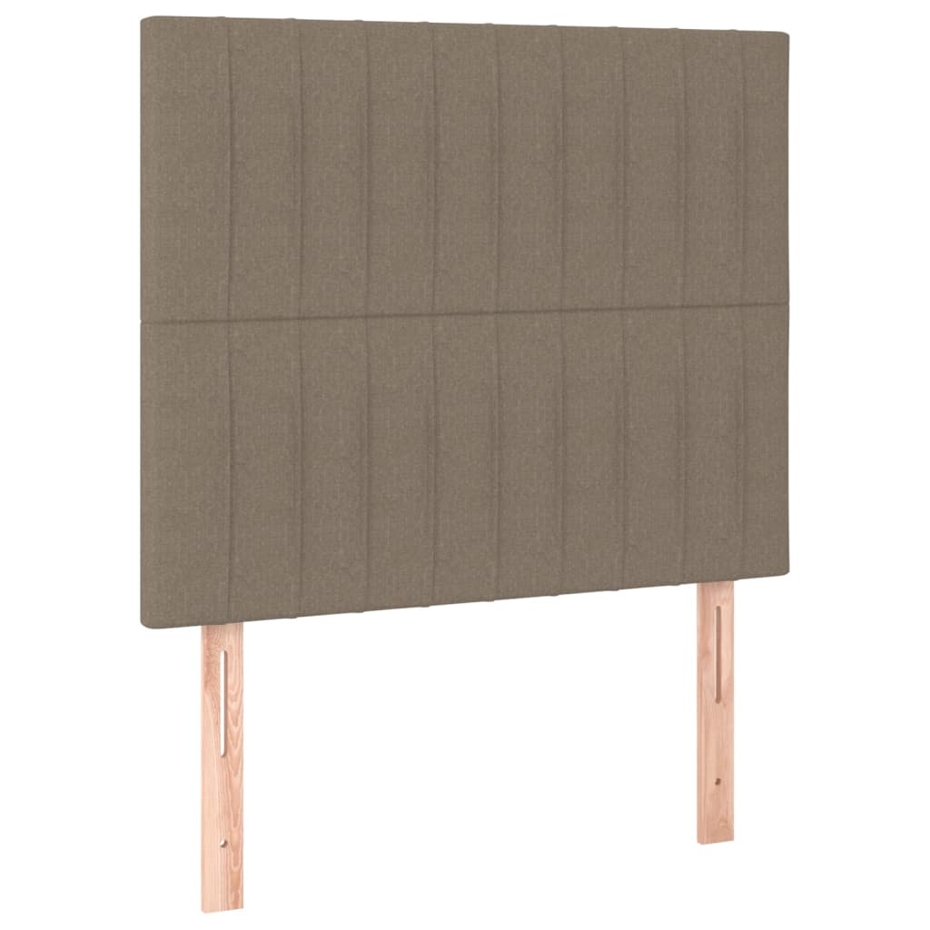 sengegavl med LED-lys 80x5x118/128 cm stof gråbrun