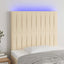 sengegavl med LED-lys 80x5x118/128 cm stof cremefarvet