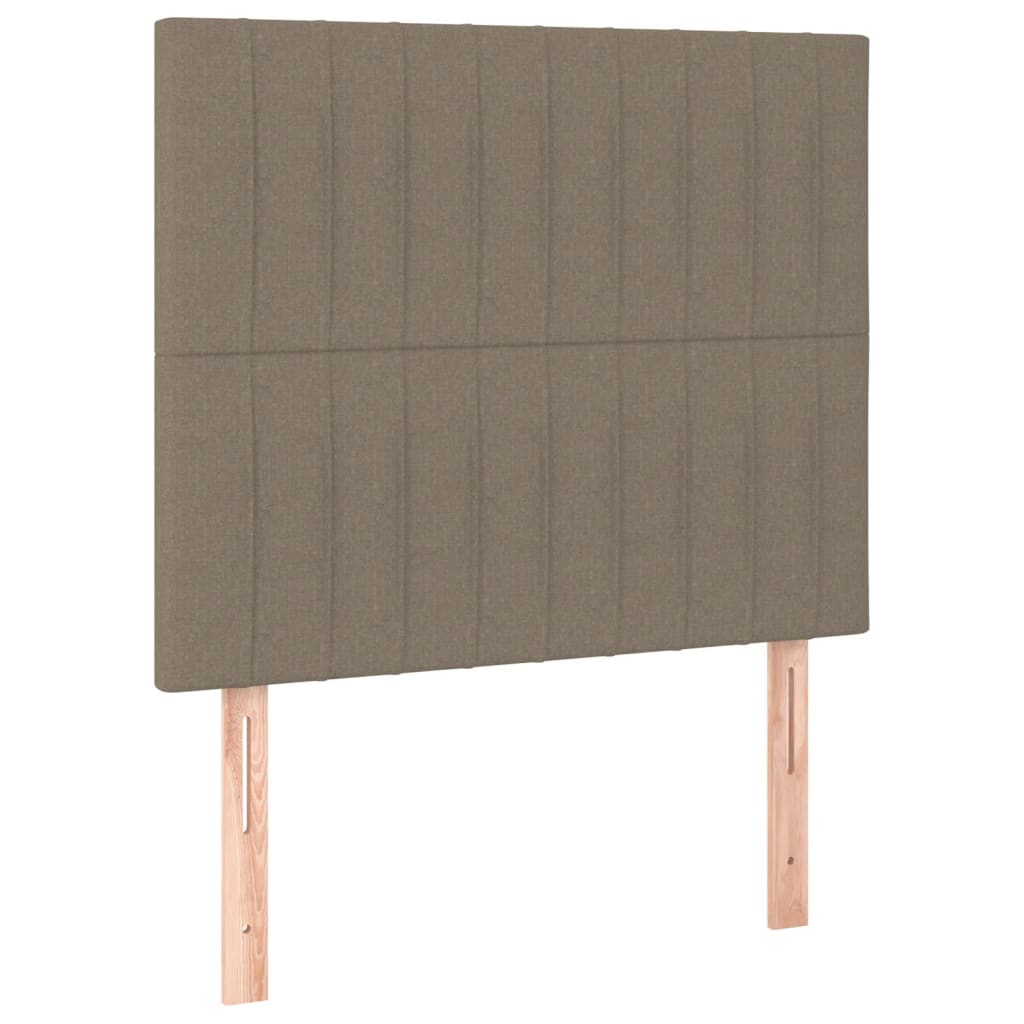 sengegavl med LED-lys 90x5x118/128 cm stof gråbrun