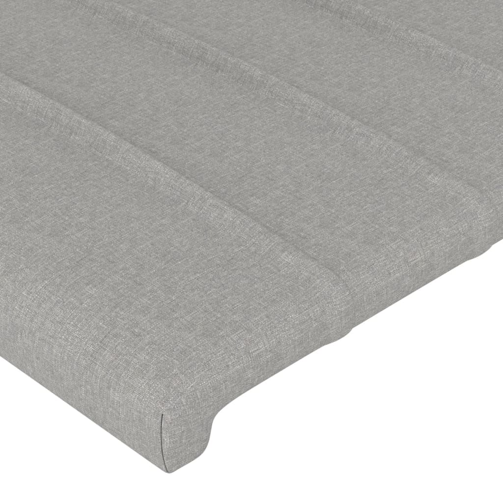 sengegavl med LED-lys 100x5x118/128 cm stof lysegrå