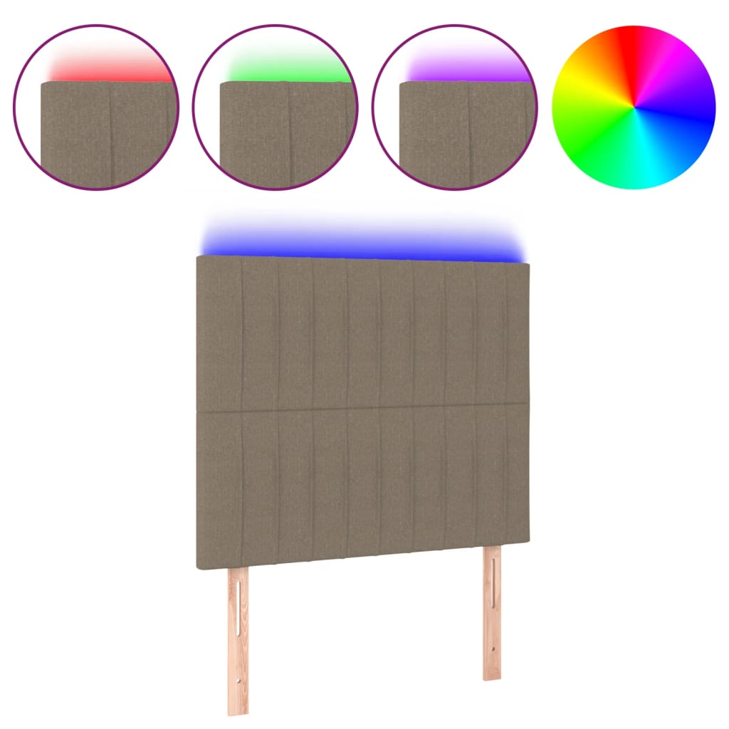 sengegavl med LED-lys 100x5x118/128 cm stof gråbrun
