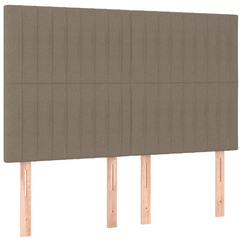 sengegavl med LED-lys 144x5x118/128 cm stof gråbrun