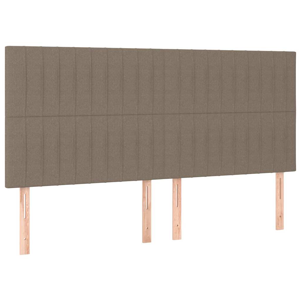 sengegavl med LED-lys 180x5x118/128 cm stof gråbrun