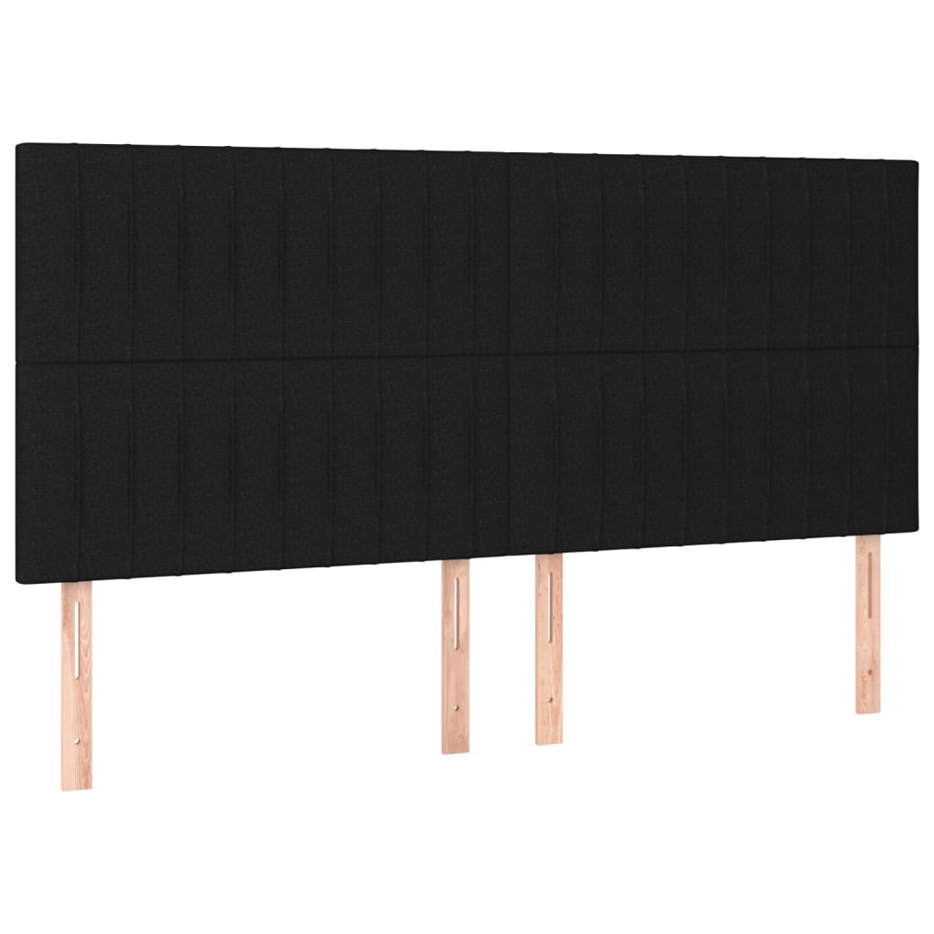 sengegavl med LED-lys 200x5x118/128 cm stof sort