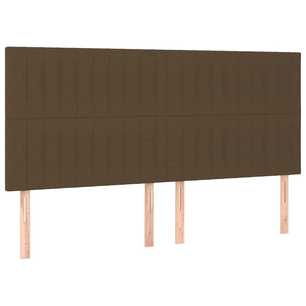 sengegavl med LED-lys 200x5x118/128 cm stof mørkebrun