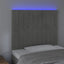 sengegavl med LED-lys 80x5x118/128 cm fløjl lysegrå