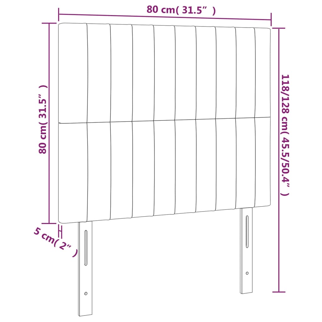 sengegavl med LED-lys 80x5x118/128 cm fløjl sort