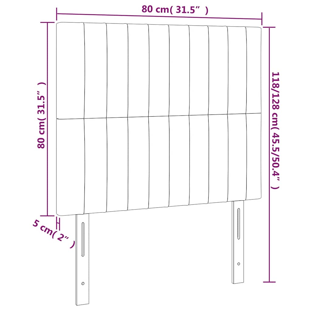 sengegavl med LED-lys 80x5x118/128 cm fløjl mørkegrøn