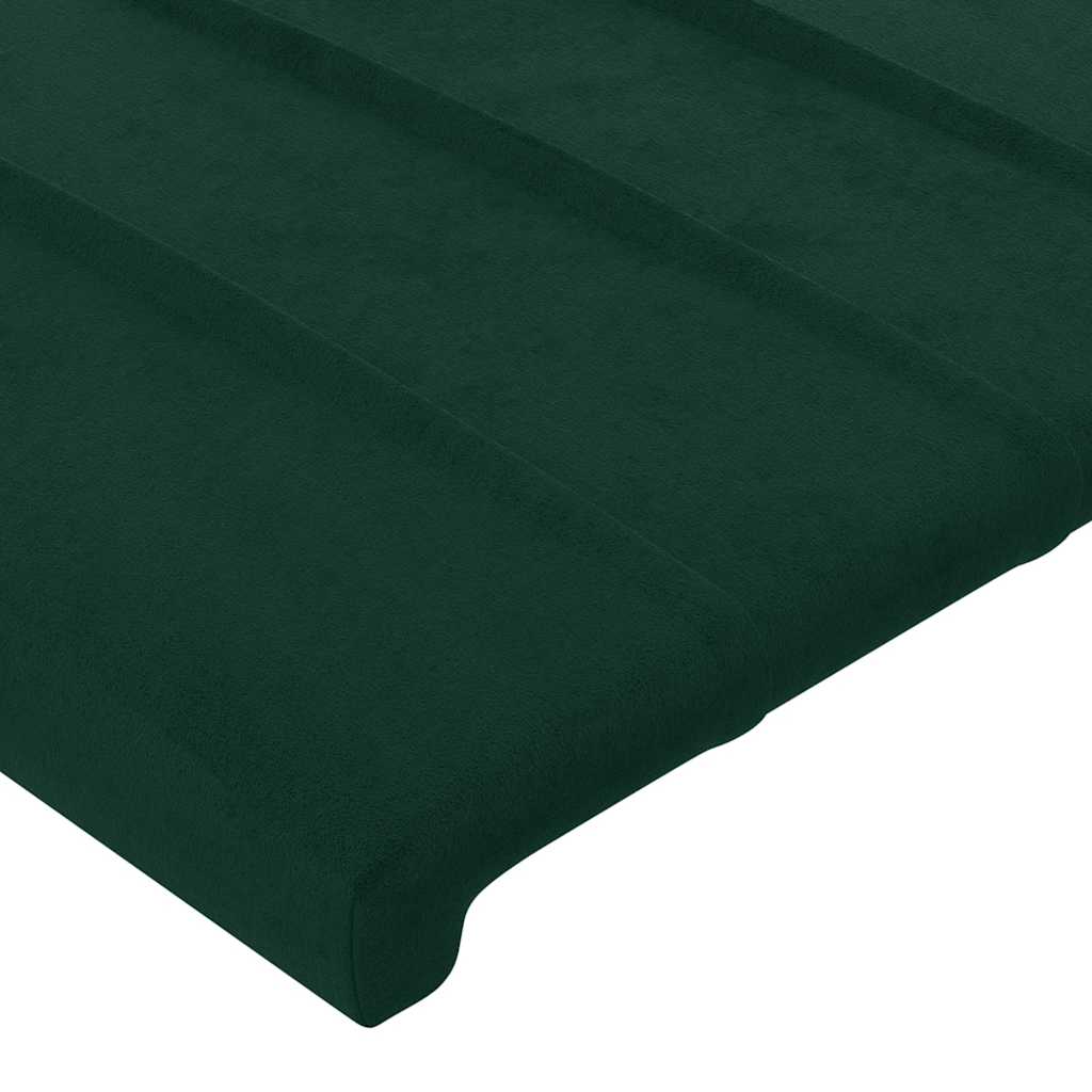 sengegavl med LED-lys 90x5x118/128 cm fløjl mørkegrøn
