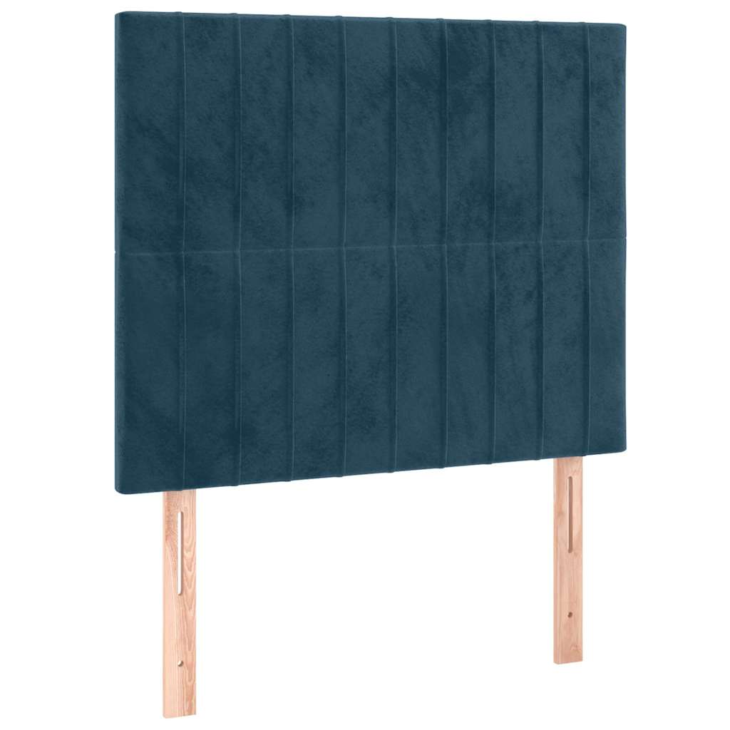 sengegavl med LED-lys 90x5x118/128 cm fløjl mørkeblå