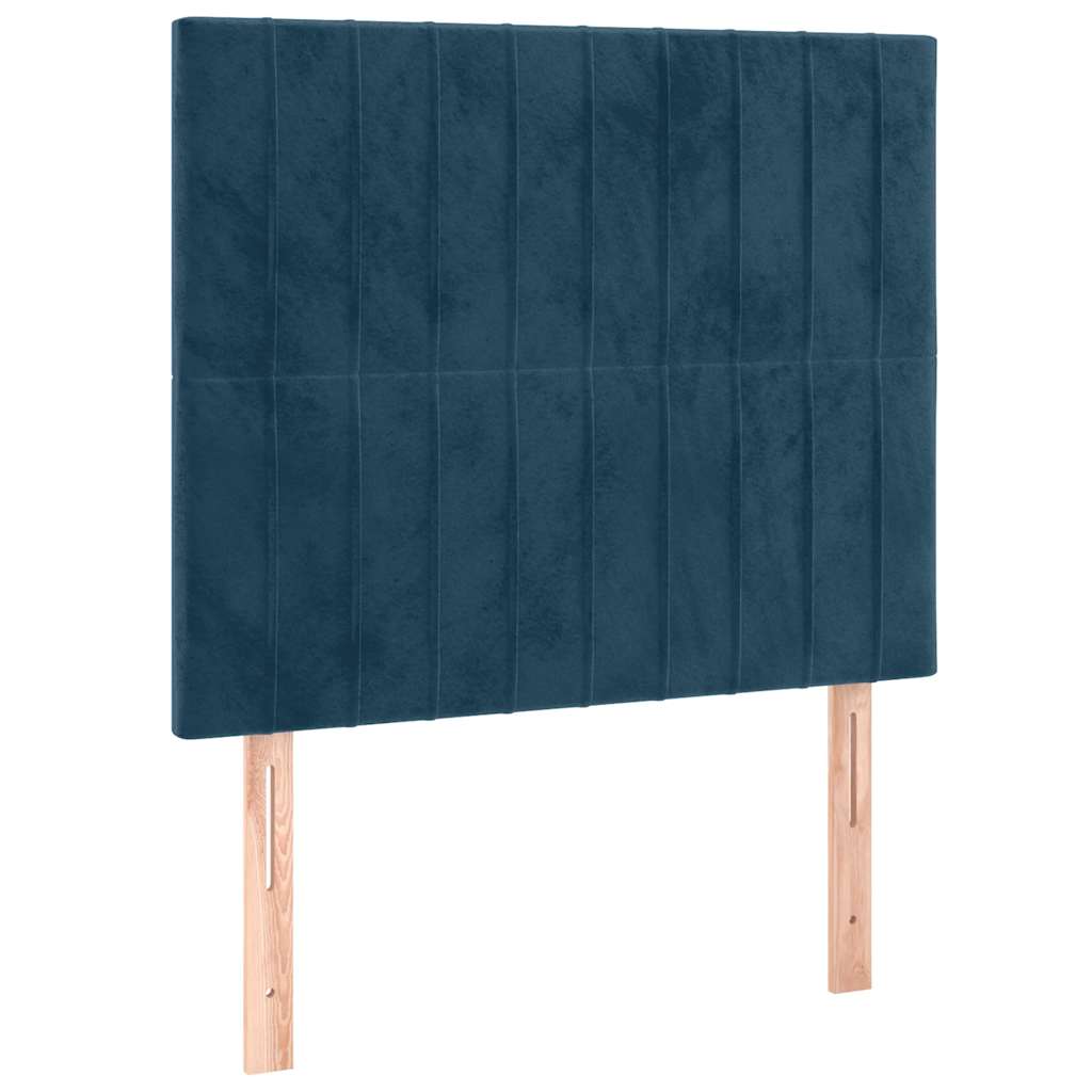 sengegavl med LED-lys 100x5x118/128 cm fløjl mørkeblå