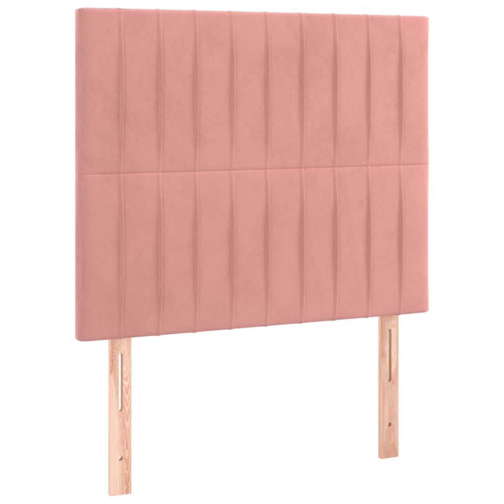 sengegavl med LED-lys 100x5x118/128 cm fløjl lyserød