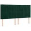 sengegavl med LED-lys 160x5x118/128 cm fløjl mørkegrøn
