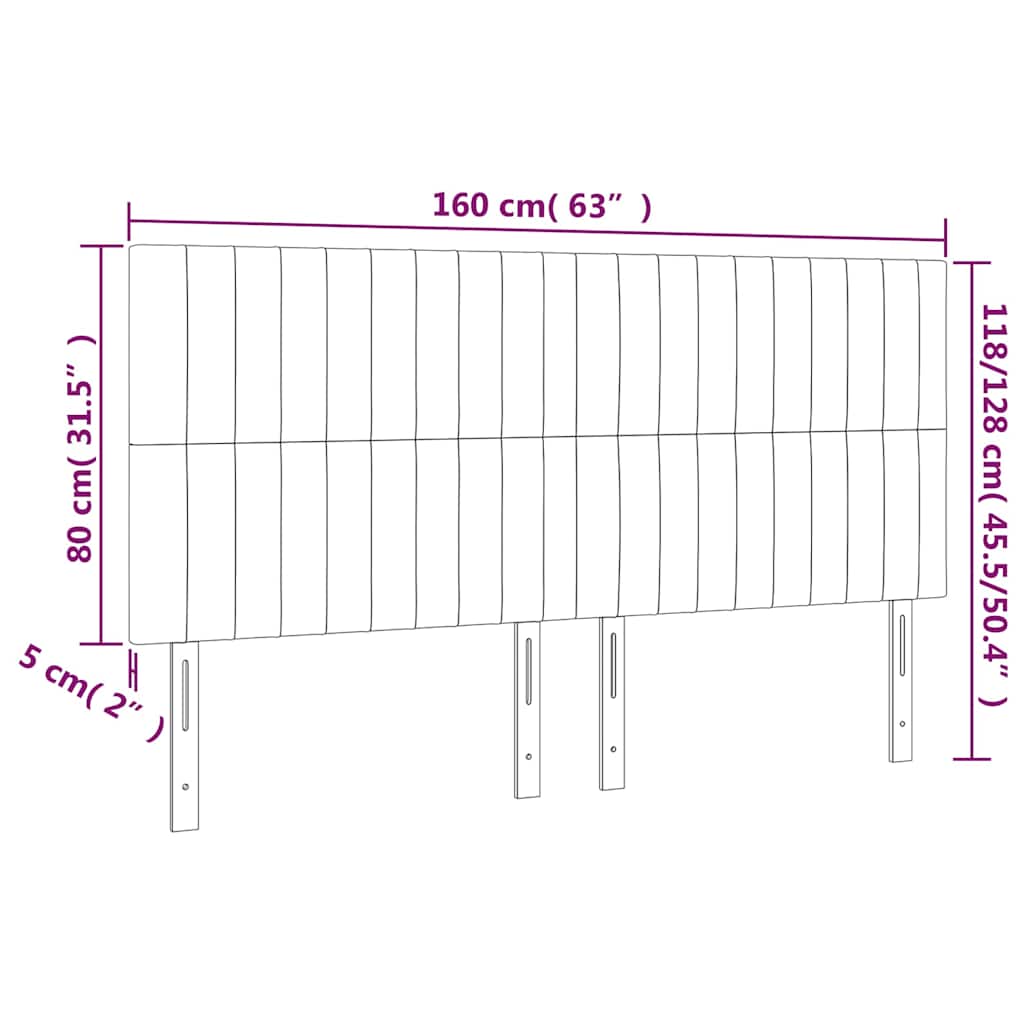 sengegavl med LED-lys 160x5x118/128 cm fløjl mørkegrøn