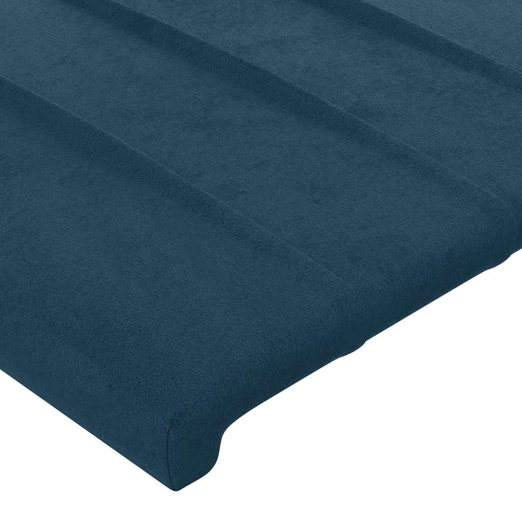 sengegavl med LED-lys 200x5x118/128 cm fløjl mørkeblå