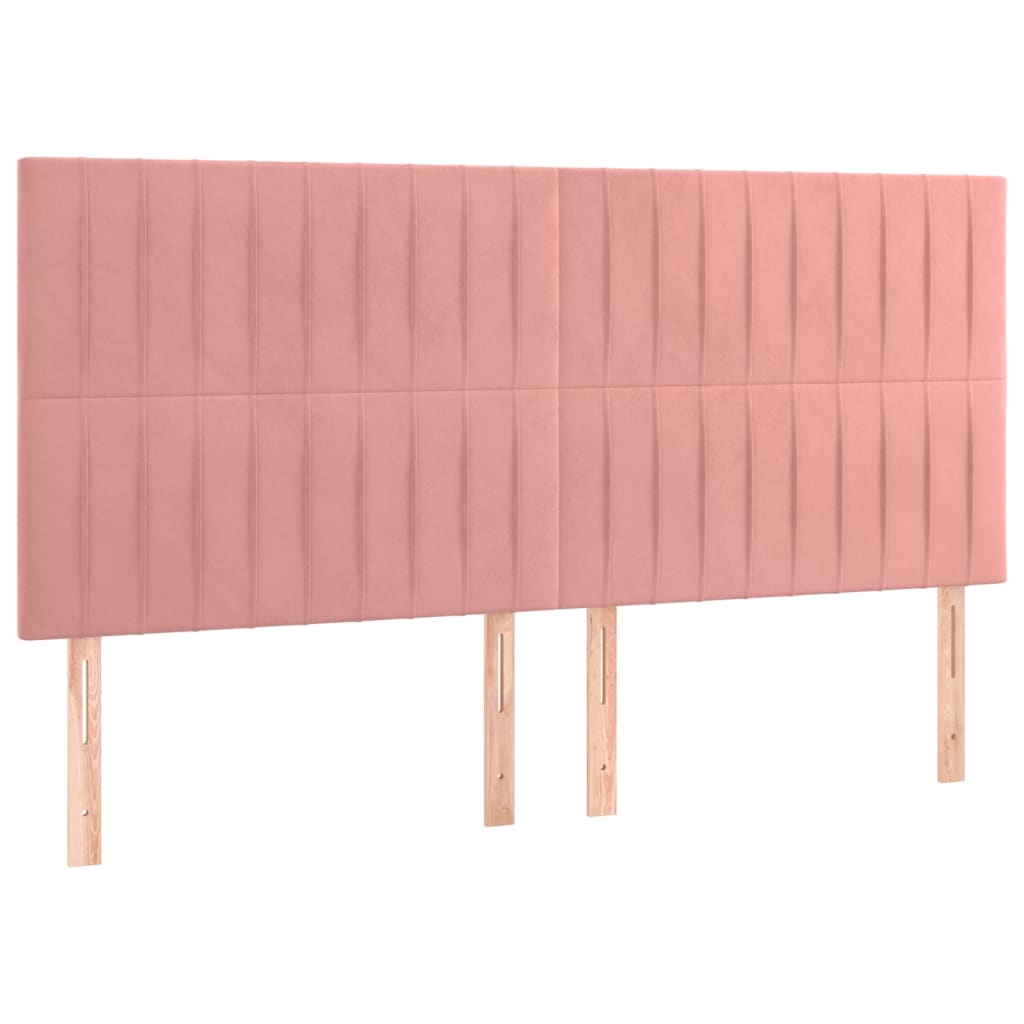 sengegavl med LED-lys 200x5x118/128 cm fløjl lyserød
