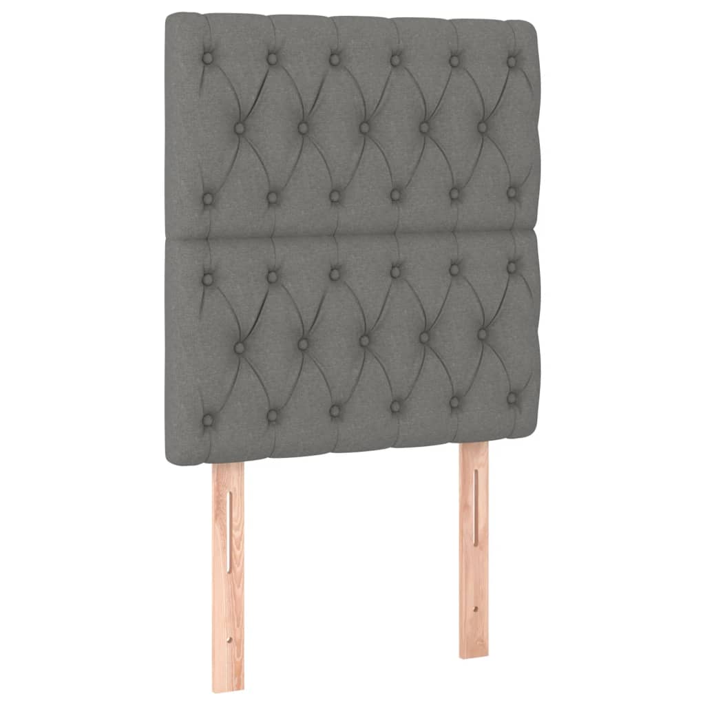 sengegavl med LED-lys 80x7x118/128 cm stof mørkegrå