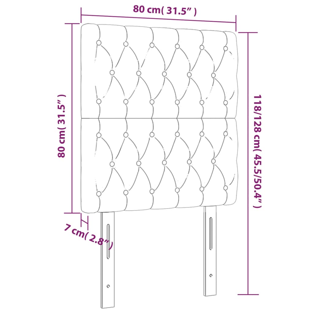 sengegavl med LED-lys 80x7x118/128 cm stof cremefarvet