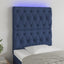 sengegavl med LED-lys 80x7x118/128 cm stof blå