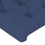 sengegavl med LED-lys 90x7x118/128 cm stof blå