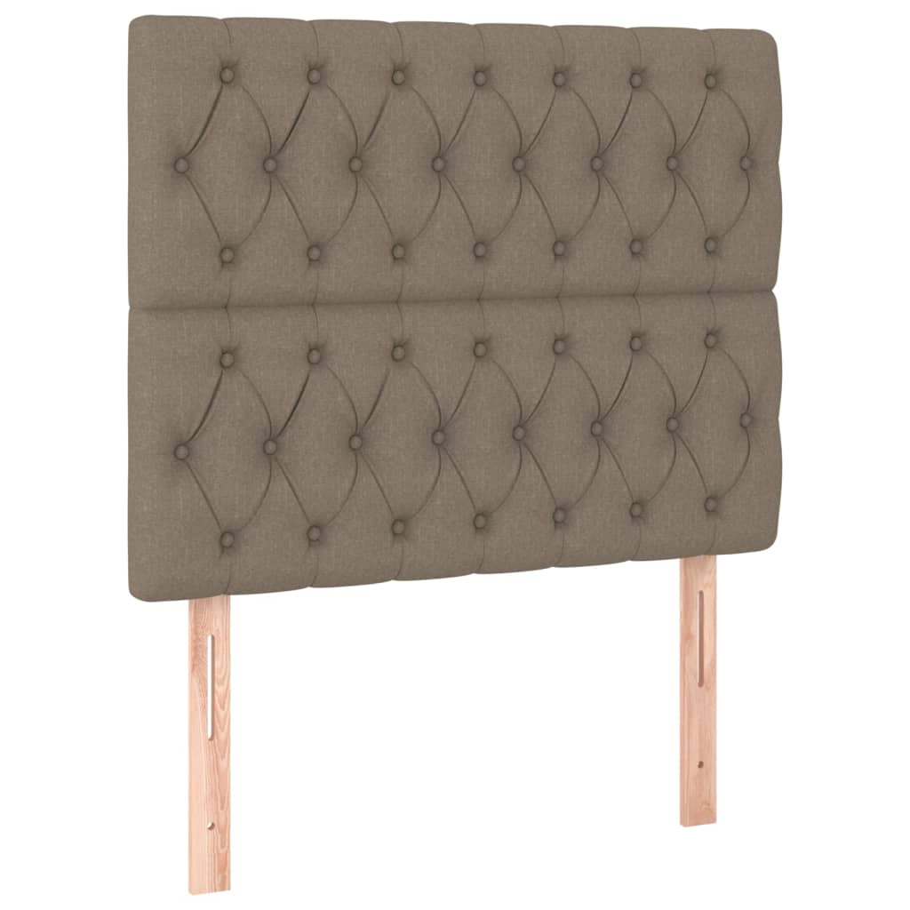 sengegavl med LED-lys 100x7x118/128 cm stof gråbrun