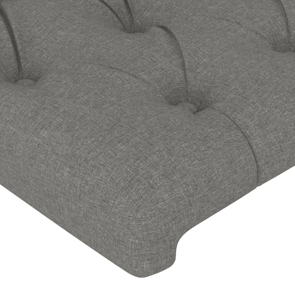 sengegavl med LED-lys 180x7x118/128 cm stof mørkegrå