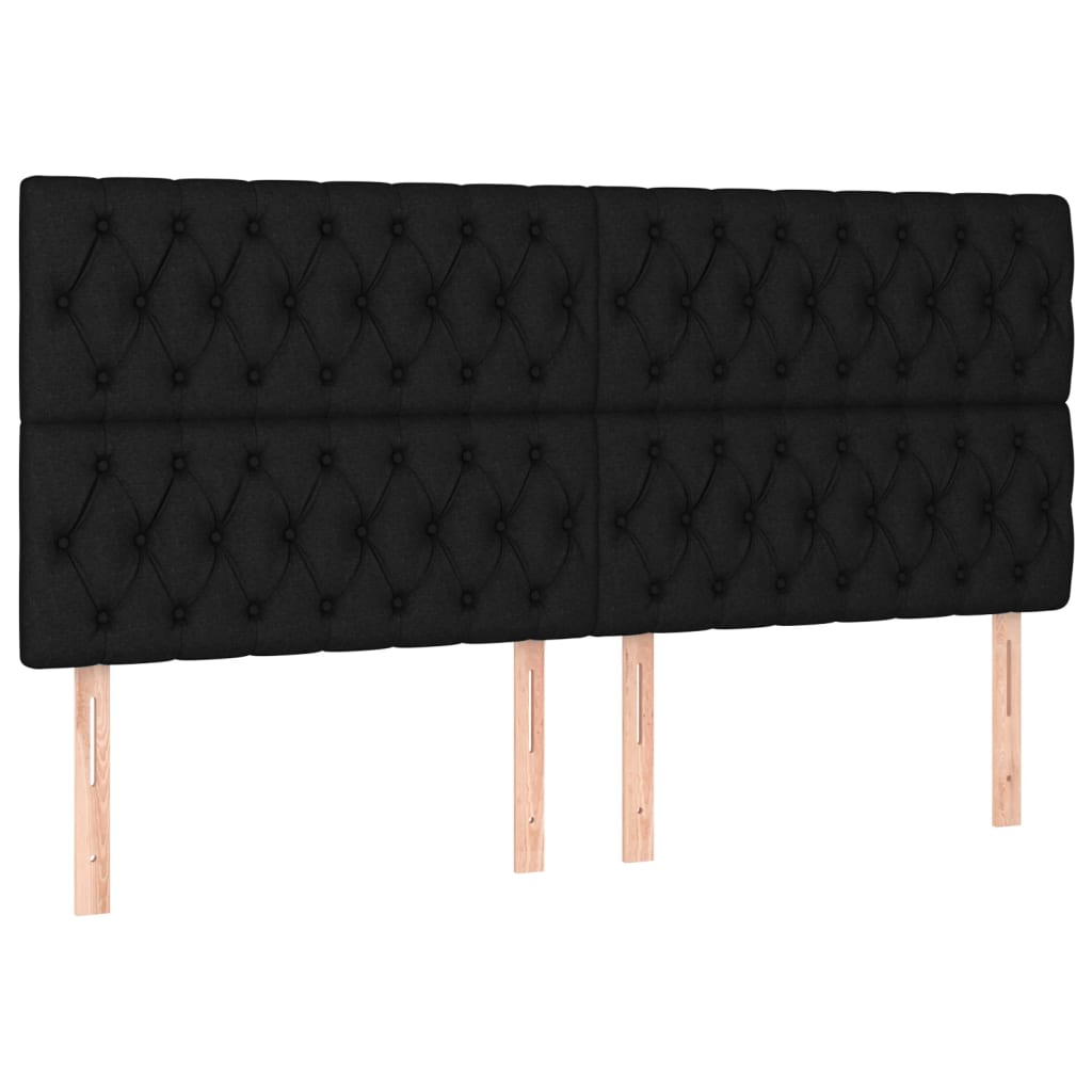 sengegavl med LED-lys 180x7x118/128 cm stof sort