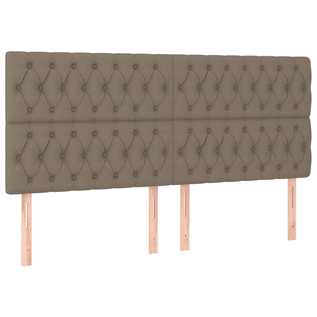 sengegavl med LED-lys 180x7x118/128 cm stof gråbrun