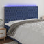sengegavl med LED-lys 180x7x118/128 cm stof blå