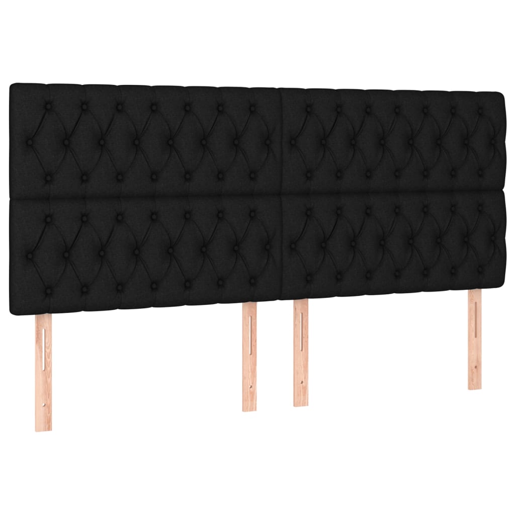 sengegavl med LED-lys 200x7x118/128 cm stof sort