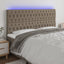sengegavl med LED-lys 200x7x118/128 cm stof gråbrun
