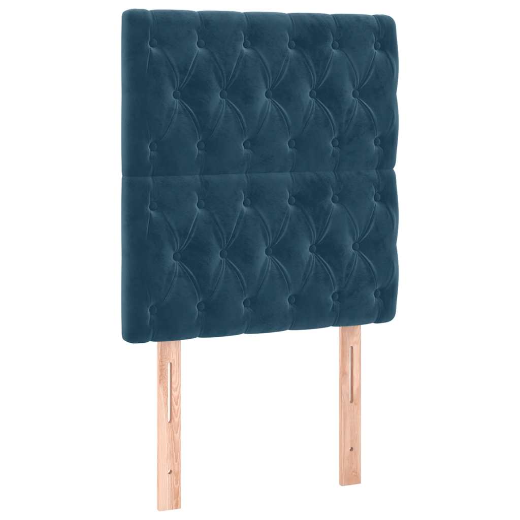 sengegavl med LED-lys 80x7x118/128 cm fløjl mørkeblå