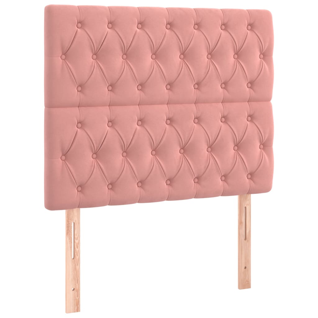sengegavl med LED-lys 90x7x118/128 cm fløjl lyserød