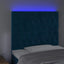 sengegavl med LED-lys 100x7x118/128 cm fløjl mørkeblå
